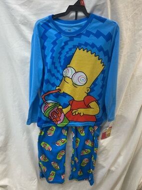 NEW!!! The Simpson Kids Blue Bart Simpson Graphic Pajama Set sz 8